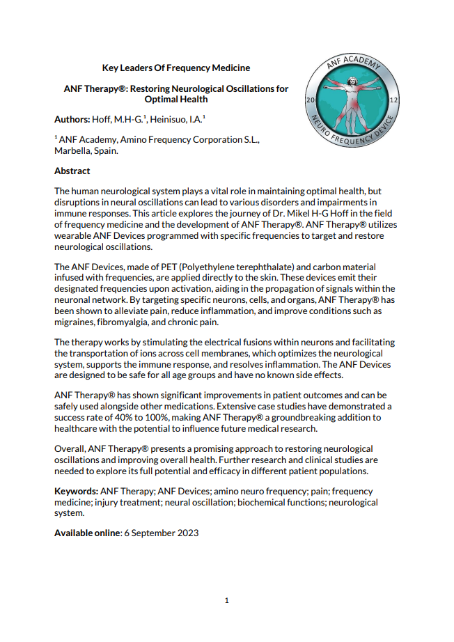 Key Leaders Of Frequency Medicine – ANF Therapy®